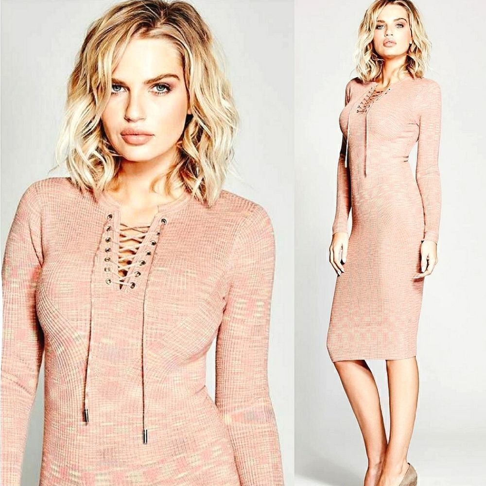 Marciano Suni Ribbed Tie Sweater Sunset Dress